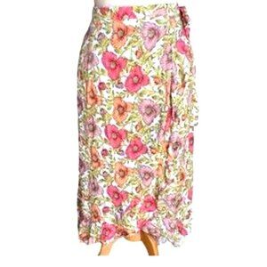Cupcakes & Cashmere Roxanne Floral Wrap Midi Skirt S Boho Spring Ruffled Hem